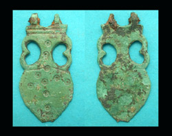 Strap End, Amphora, Circle and Dots, c. 4th Cent
